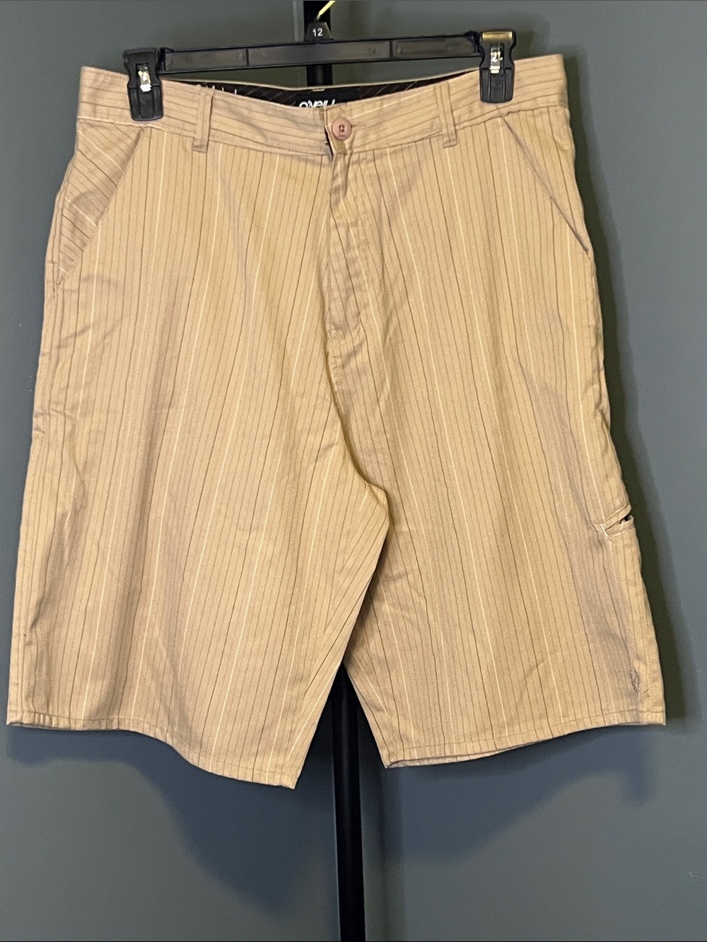 O'Neill Men's Tan Pinstripe Cargo Shorts